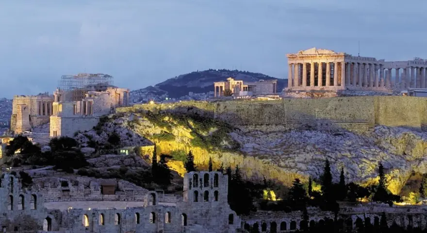 The Parthenon stands majestically on the Acropolis, a timeless symbol of ancient Greece.