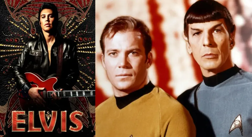 Elvis Presley im Film "Elvis" mit Captain Kirk und Mr. Spock.