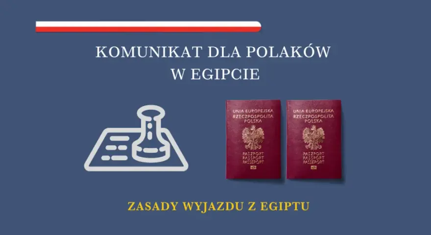 Komunikat dla Polaków w Egipcie: czy do Egiptu potrzebny jest paszport? Dwa polskie paszporty i symbol pieczęci. Zasady wyjazdu z Egiptu.