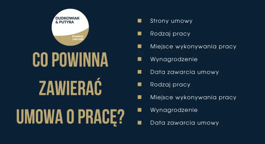 Co powinna zawierać umowa o pracę? Kluczowe elementy to: strony, rodzaj pracy, miejsce, wynagrodzenie i data zawarcia.