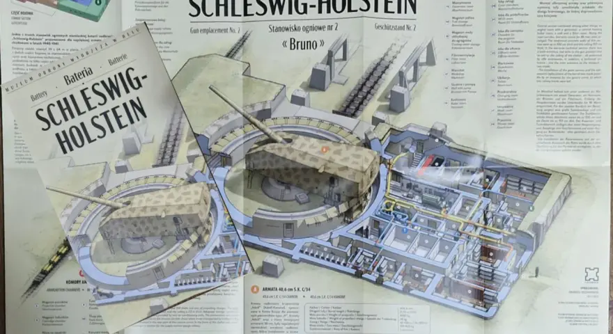 Muzeum Obrony Wybrzeża w Helu prezentuje baterię Schleswig-Holstein, stanowisko ogniowe nr 2 "Bruno".