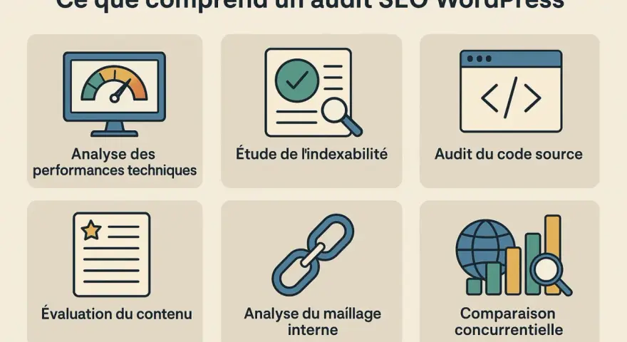 Audit SEO WordPress : analyse technique, indexabilité, code source, contenu, maillage interne, et comparaison concurrentielle pour une analyse SEO gratuite et complète.