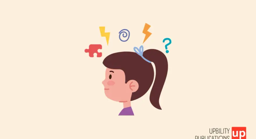 Ragazza con simboli di confusione e fulmini intorno alla testa. L'immagine suggerisce che l'adhd è curabile.