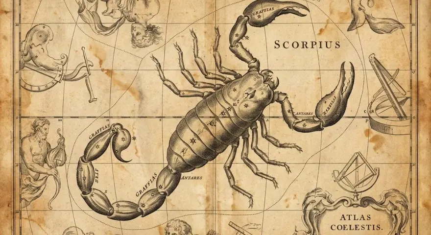 Starożytna mapa nieba z dominującym Skorpionem. Czy to dowód, dlaczego skorpion to najważniejszy znak zodiaku?