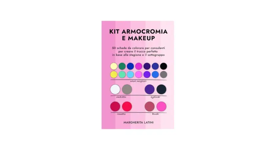 Kit armocromia e makeup per makeup artist: colori per ombretto, eyeliner, rossetto e blush, ideali per ogni stagione.