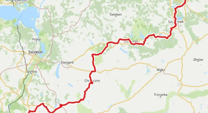 Stary kolejowy szlak biegnie od Świnoujścia przez Szczecin, Gorzów Wielkopolski, aż po Szczecinek.