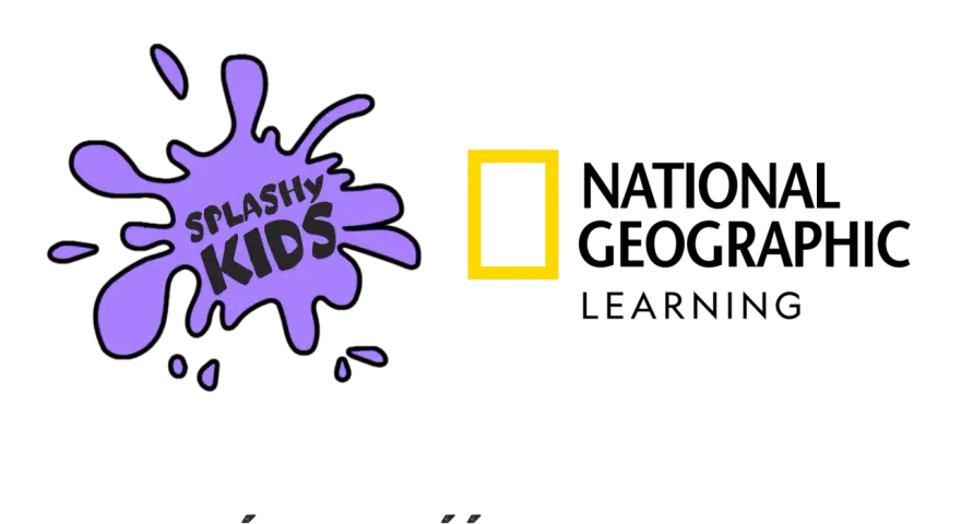Logo "Splashy Kids" i National Geographic Learning. Idealne dla 3-letniego dziecka, które odkrywa świat angielskiego.