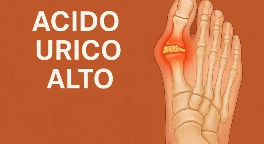 Dito, cristalli di acido urico si accumulano nell'articolazione dell'alluce, causando infiammazione e dolore.