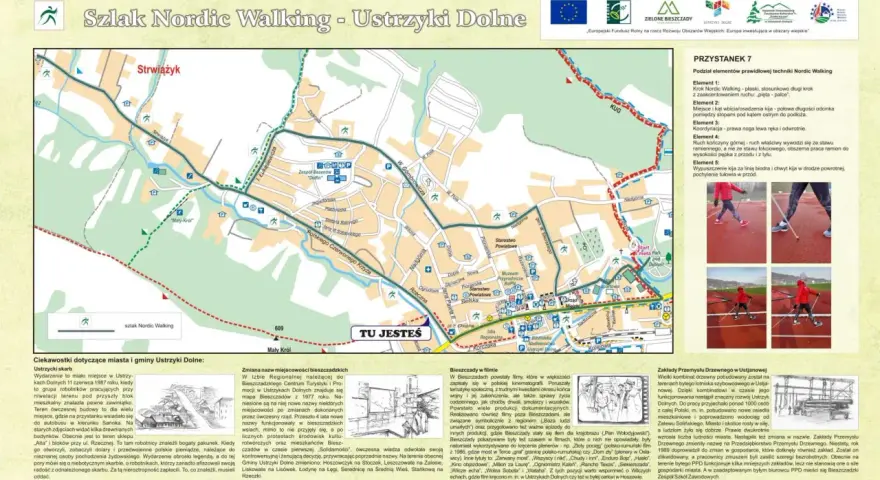 Mapa szlaków Nordic Walking w Ustrzykach Dolnych. Znajdziesz tu opis techniki, ciekawe miejsca i informacje o regionie.