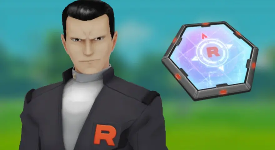 Giovanni de Pokémon GO con un dispositivo hexagonal de la Team Rocket.