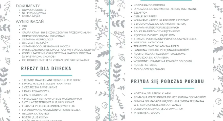 Torba do szpitala: lista rzeczy na poród i dla noworodka