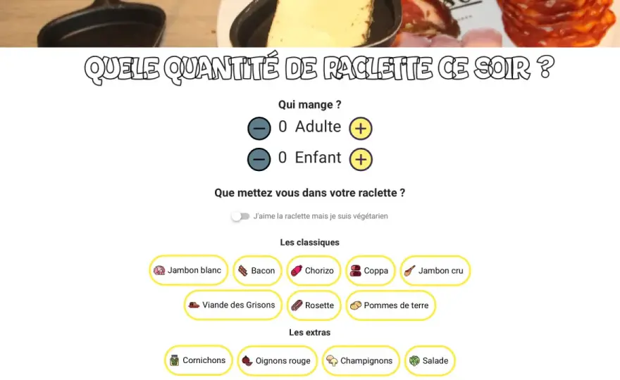 Raclette à 5 personnes - le guide des bonnes quantités