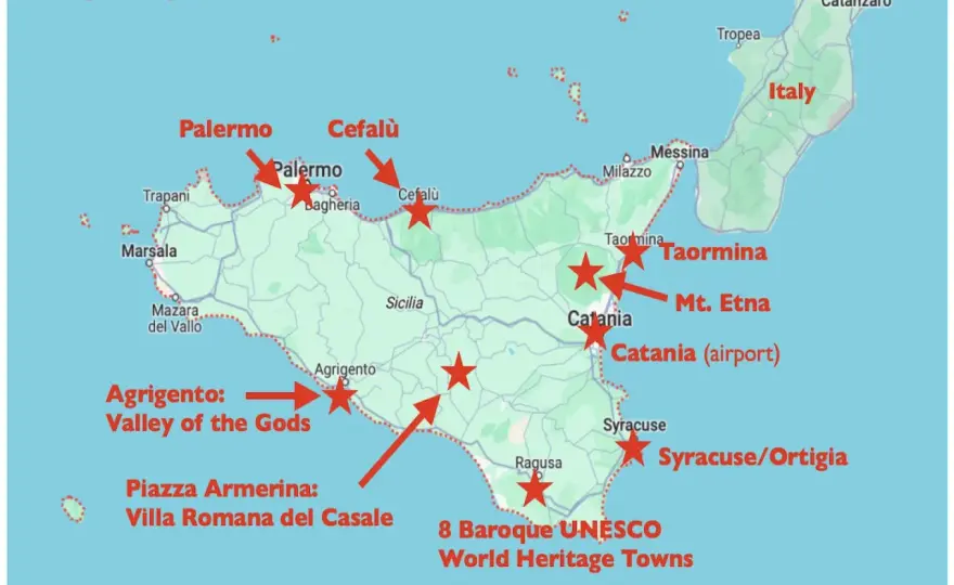 Map of Sicily - Towns, Airports, and Where to Stay