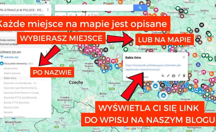 Mapa ciekawych miejsc w Polsce - gdzie się wybrać