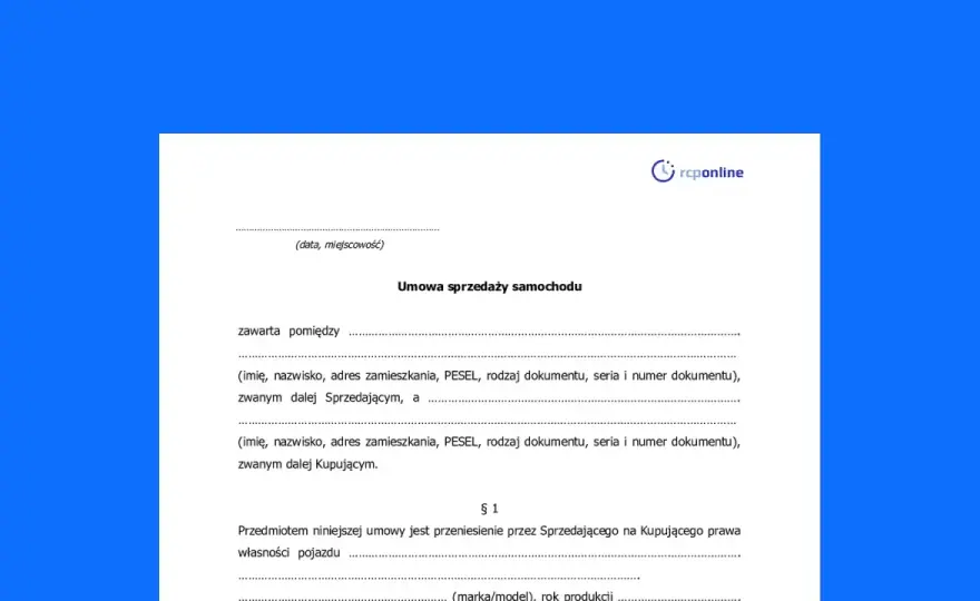 Prosta umowa kupna-sprzedaży samochodu - co musi zawierać