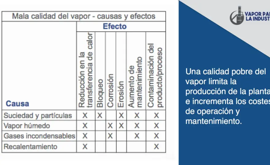 Vapor húmedo - cómo medir su calidad y evitar fallos
