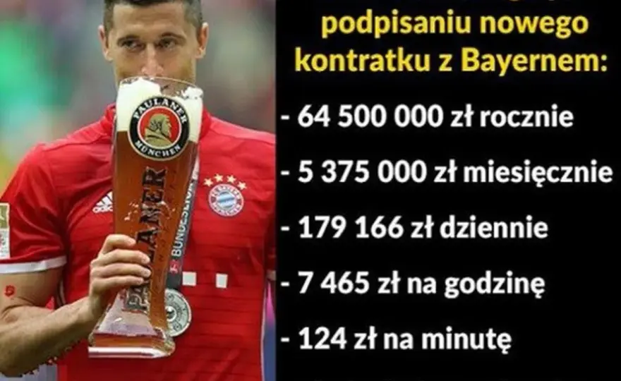Ile Lewandowski zarabia na minutę? Szokujące liczby!