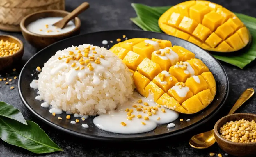Friterad mango sticky rice med rispapper - så lyckas du