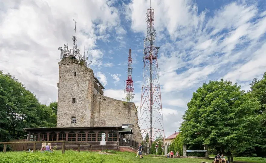 Chełmiec 851 m n.p.m. - trasa, parking i wieża widokowa