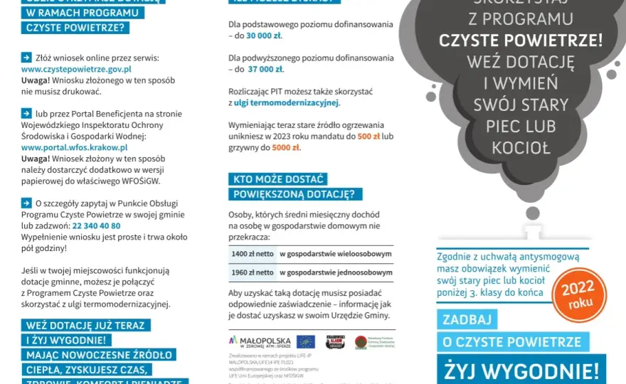 Czyste powietrze podwyższony poziom dofinansowania – sprawdź, kto może skorzystać