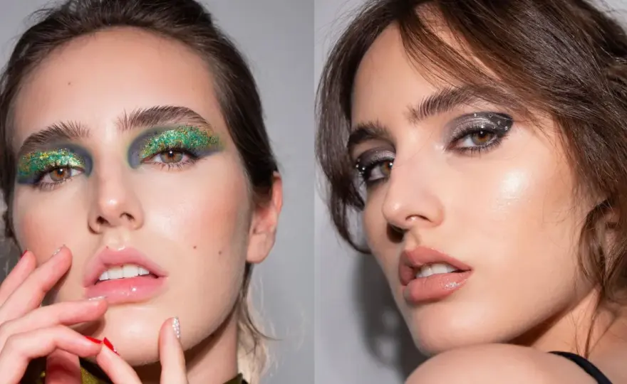 Maquillaje de ojos de Navidad para brillar sin recargar