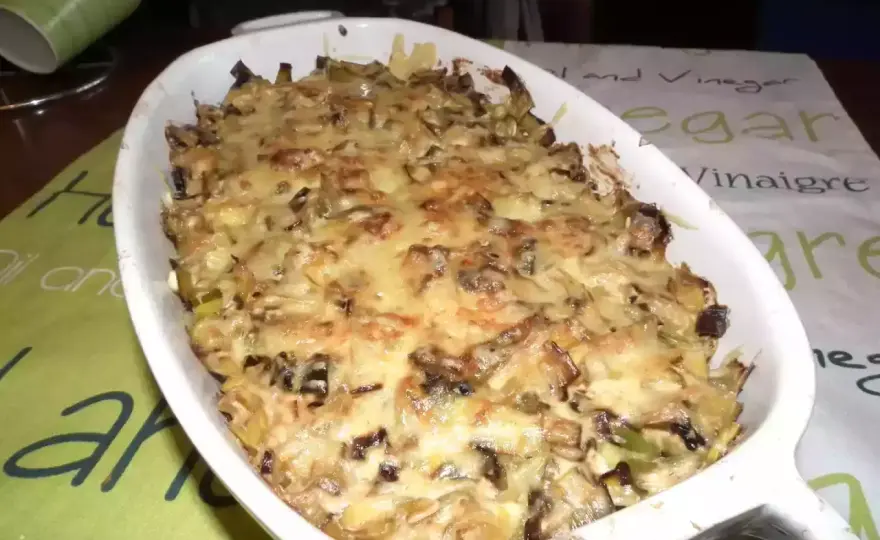 Gratin de crozets à la saucisse de Morteau, fondant et doré