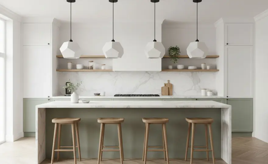 Lámpara isla de cocina - medidas, ideas DIY y luz adecuada