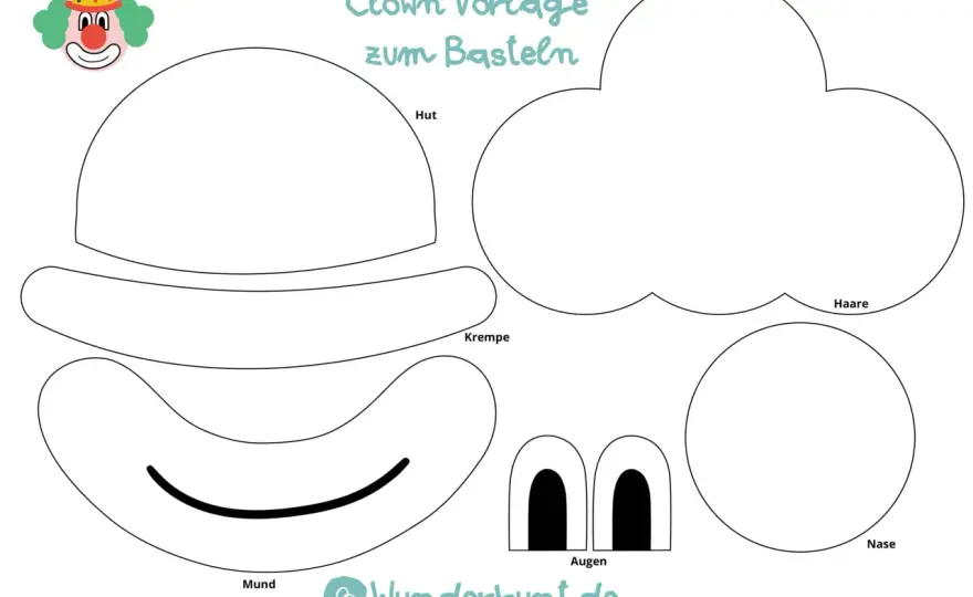 Clown-Vorlage zum Ausdrucken für Kinder - Basteln ohne Frust