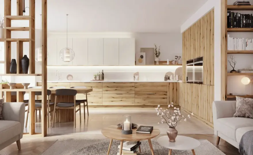 Płyty wiórowe laminowane w nowoczesnej kuchni: naturalna tekstura i funkcjonalność