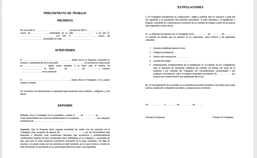 Precontrato de trabajo - ¿Cuándo usarlo y qué debe incluir?