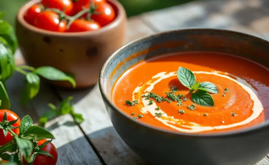 Vegetarisk tomatsoppa med djup smak och rätt balans