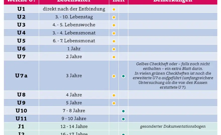 U-Untersuchungen nach Alter - der Überblick für Eltern
