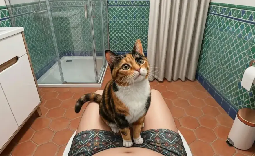 Cat Sits on Your Lap When You Poop - What It Means & When to Worry