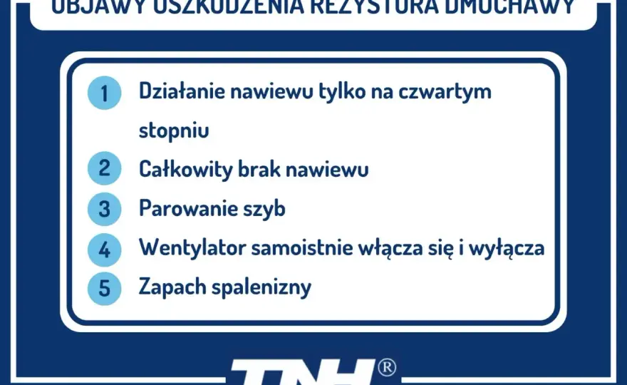 Rezystor dmuchawy - objawy awarii, diagnostyka, naprawa