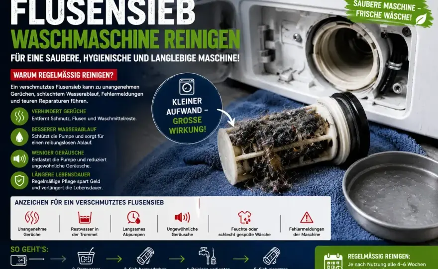 Flusensieb reinigen - so vermeidest du Wasserstau und Defekte