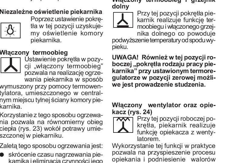  Oznaczenia termoobiegu w piekarniku Amica - poradnik na temat symboli na panelu