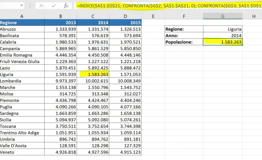 Come cercare in una matrice Excel con CERCA.X e INDICE