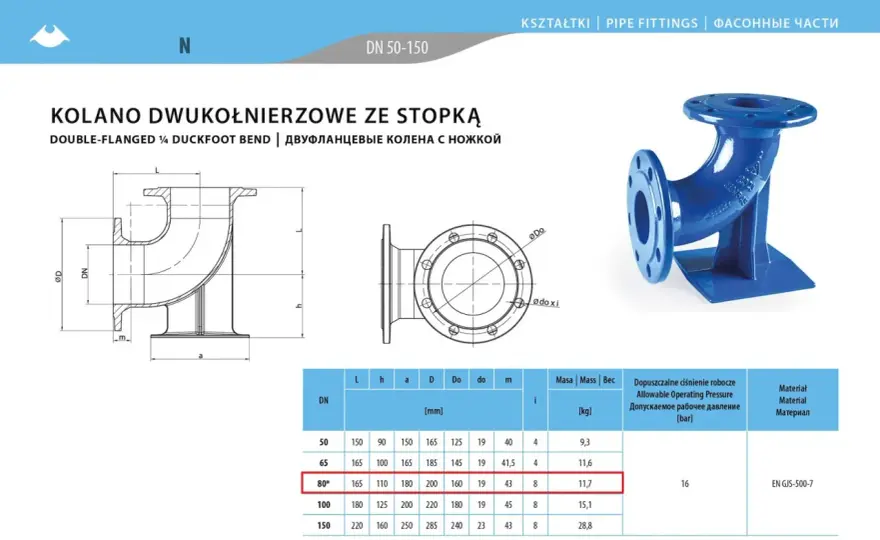 Kolano stopowe DN80 - jak dobrać je do instalacji wodociągowej