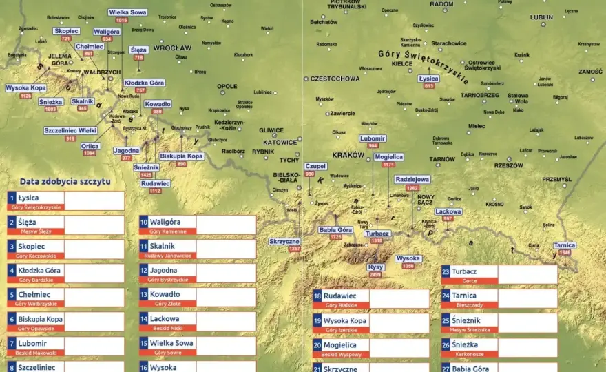 Korona Gór Polski - plan na 28 szczytów bez chaosu