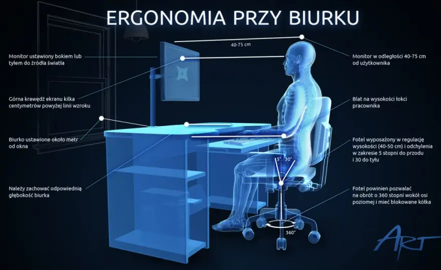 Ergonomia pracy - Ustaw biurko, monitor i krzesło bez błędów!