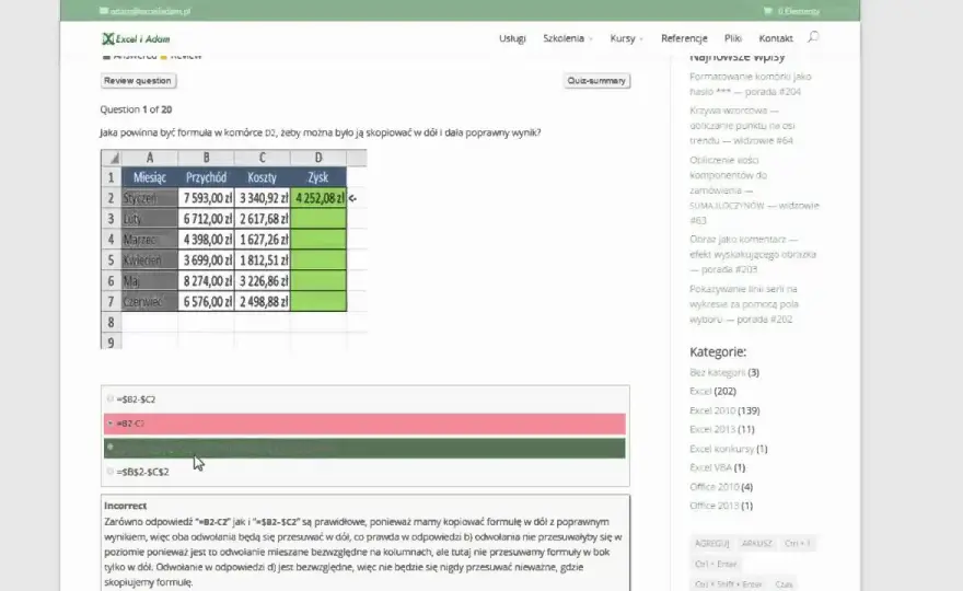 Jak zrobić quiz w Excelu - proste kroki i zaawansowane triki