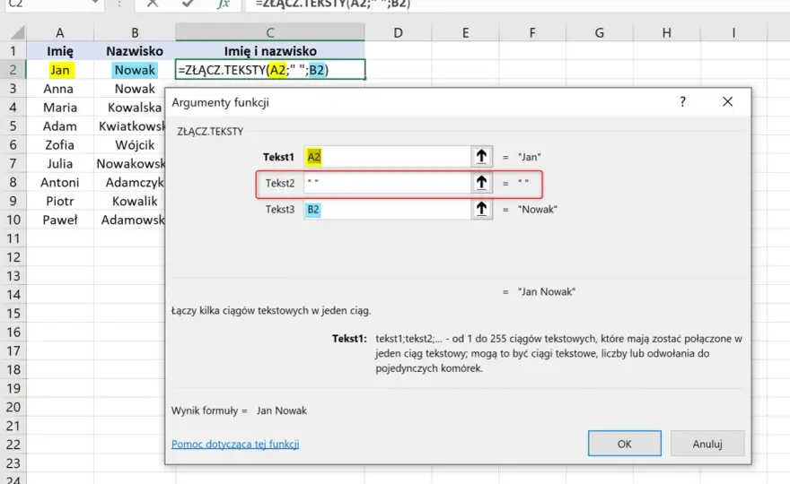 Excel - Jak połączyć tekst? Przewodnik po 4 metodach