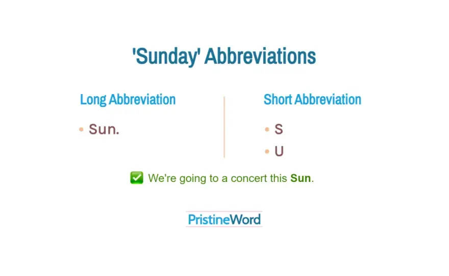 Sunday - Significato, uso e abbreviazioni in inglese