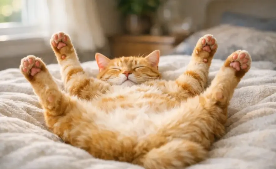 Chat dort sur le dos - Confiance ou alerte ? Décryptez sa pose