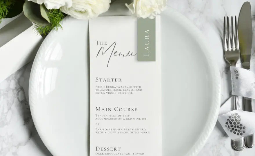 Menu de mariage - Rédigez un texte élégant et clair
