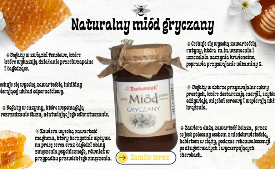 Miód gryczany na co? Odkryj jego niezwykłe właściwości zdrowotne