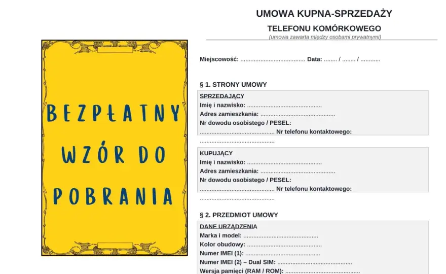 Umowa kupna sprzedaży telefonu - Wzór i co sprawdzić?