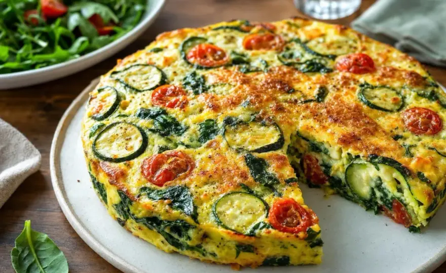 Quiche sans pâte aux courgettes, légère et bien tenue