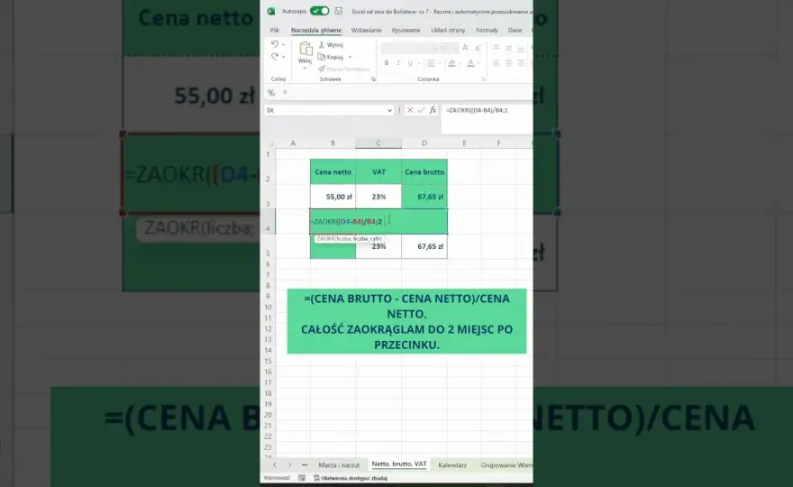 Jak obliczyć cenę brutto w Excelu: proste kroki i skuteczne formuły