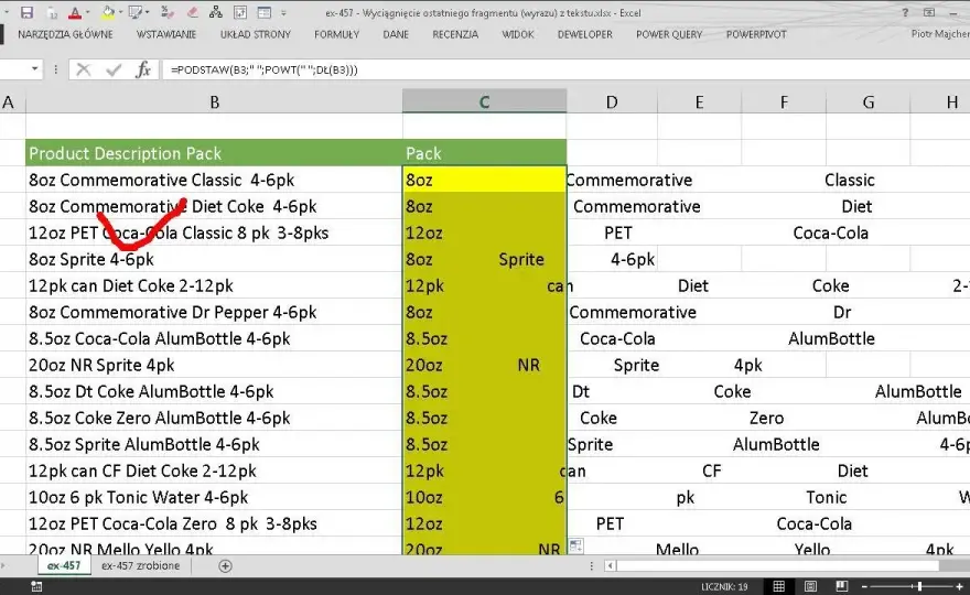 Excel: Usuń część tekstu z komórki - 5 skutecznych metod